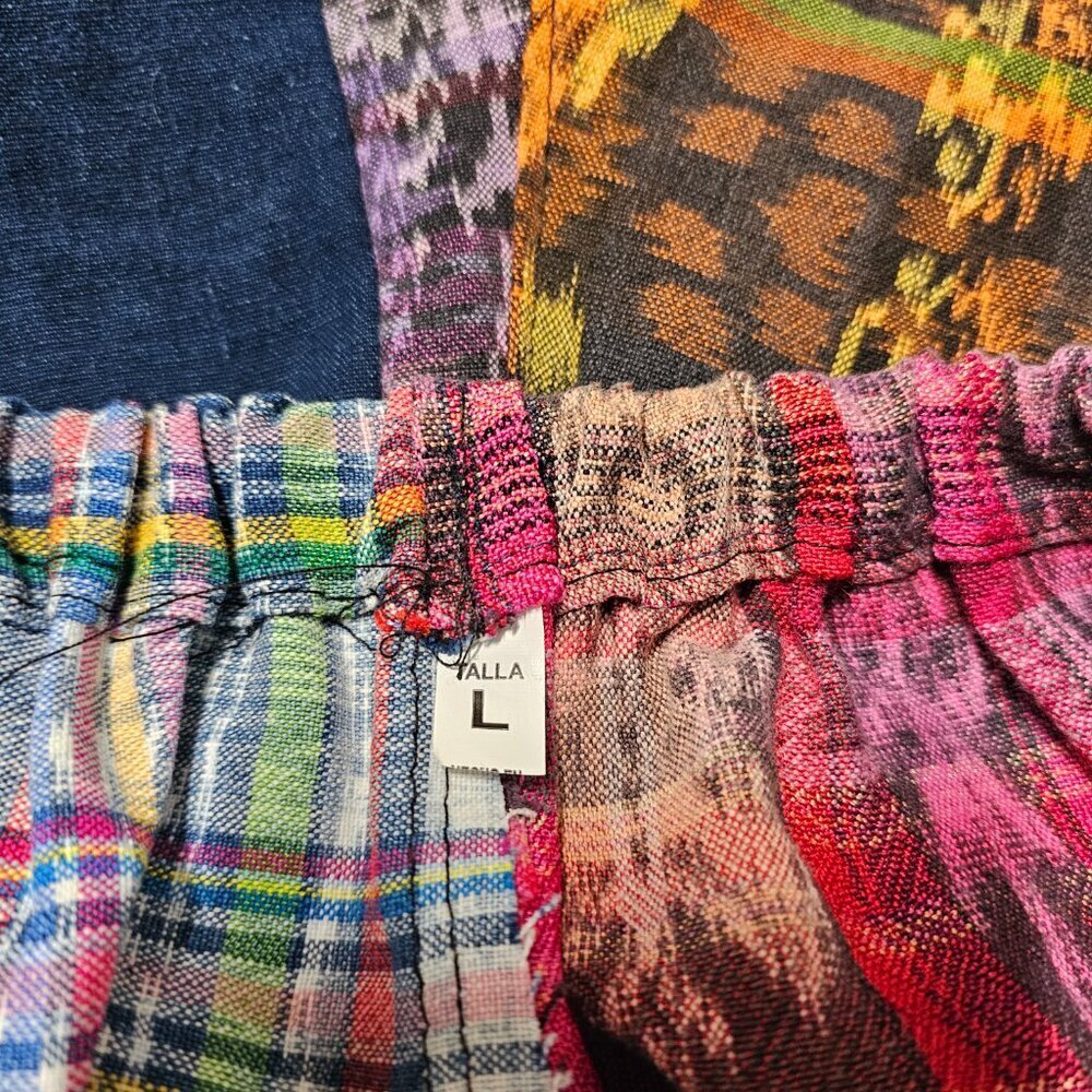 Guatemalan Boho Uniq Multicolor Multipattern Unisex Pants Woven Artsy Embroidery - Picture 3 of 15